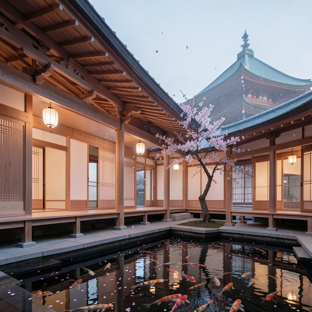 桜・花・寺院 のイメージ