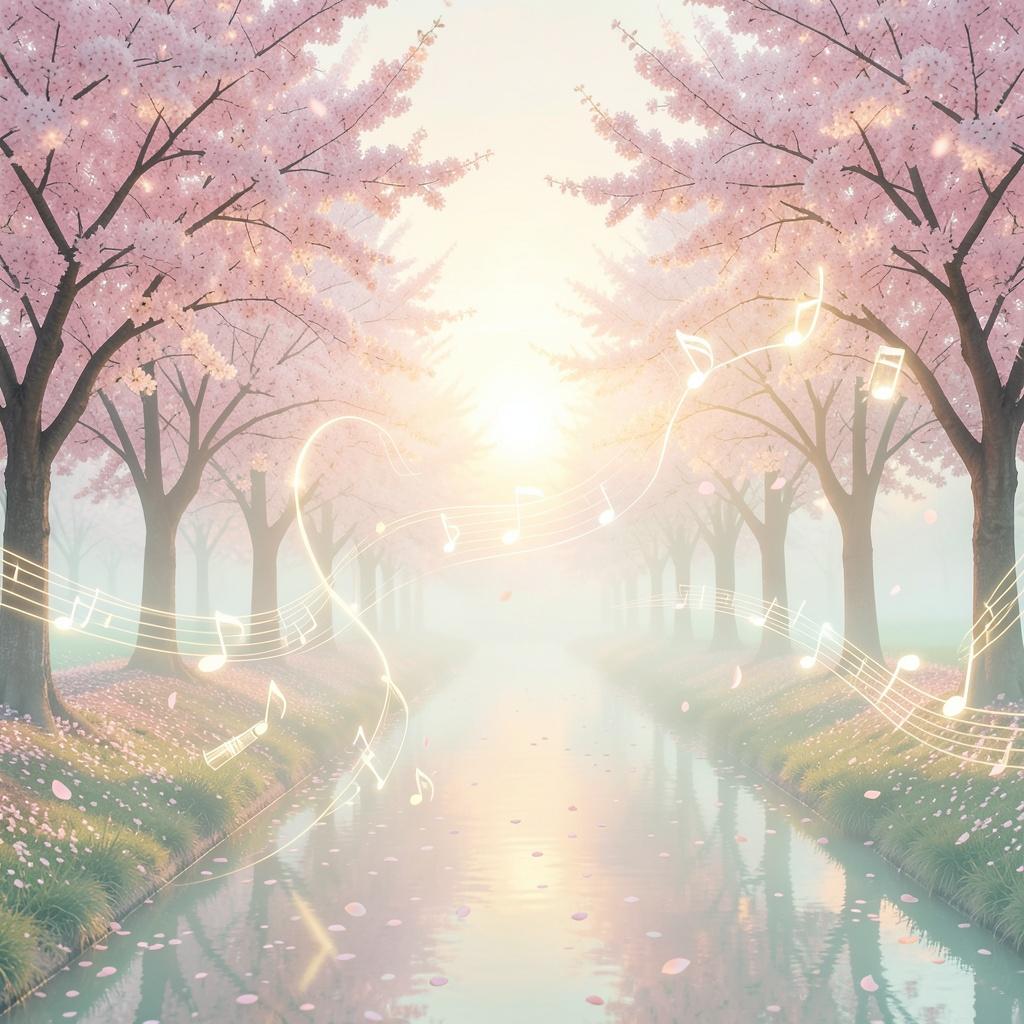 桜・朝・道・ドリフト のイメージ