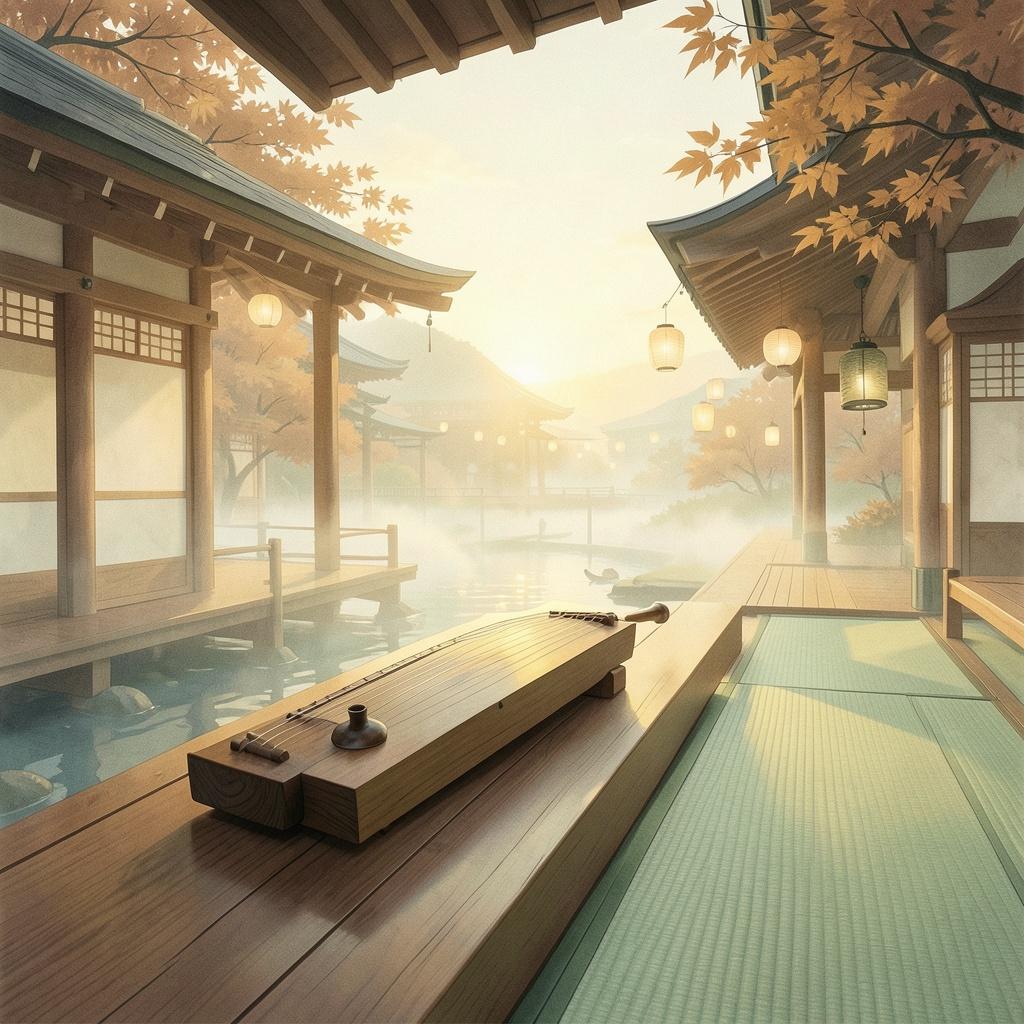 桜・寺院・道・ウェイブ のイメージ