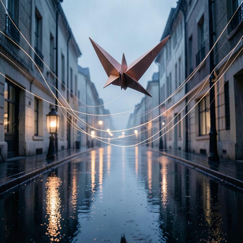 紙・Crane・雨 のイメージ