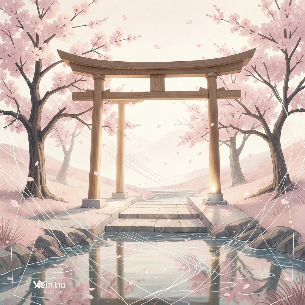 桜・寺院・道・ヘイズ のイメージ