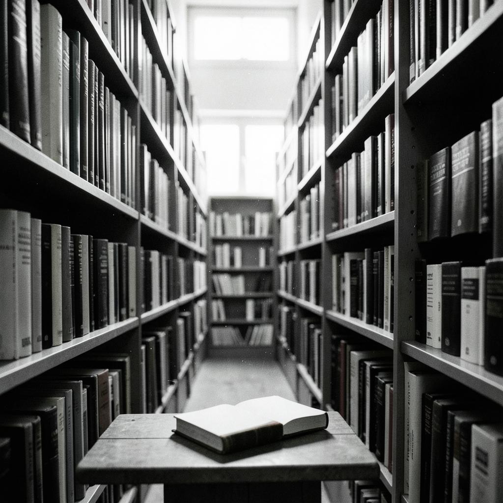 【店舗用】書店の静かな棚の間で のイメージ