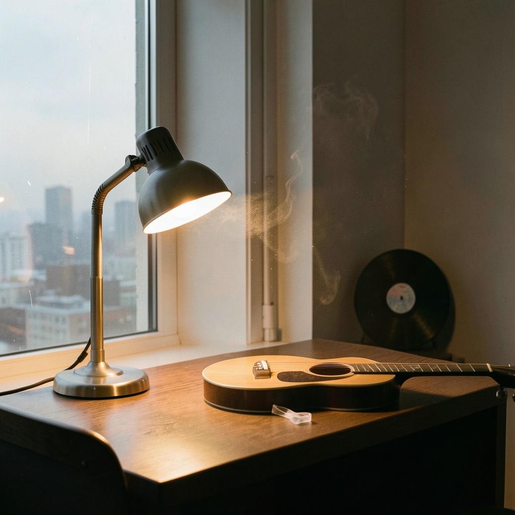 Desk・Lamp・漂い・コーヒー のイメージ