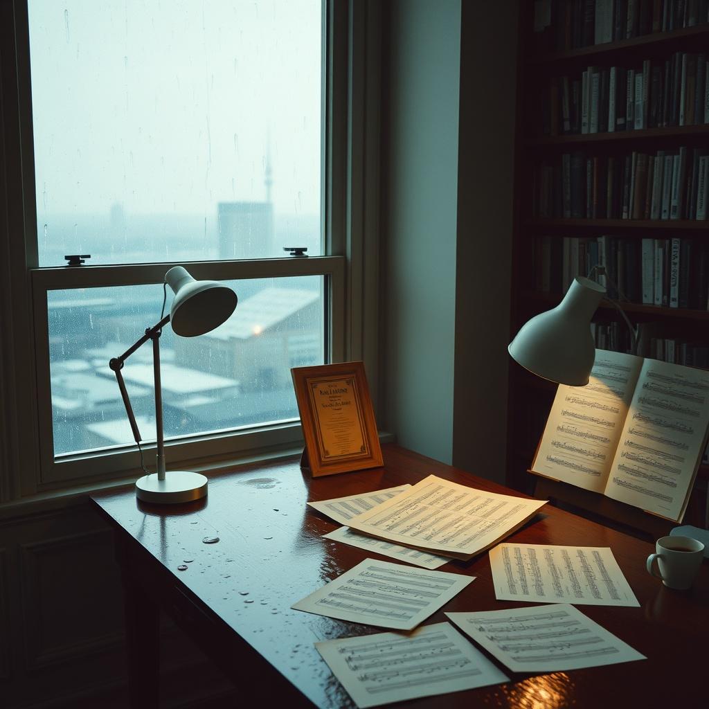 Rainy・Desk・音符・コーヒー のイメージ